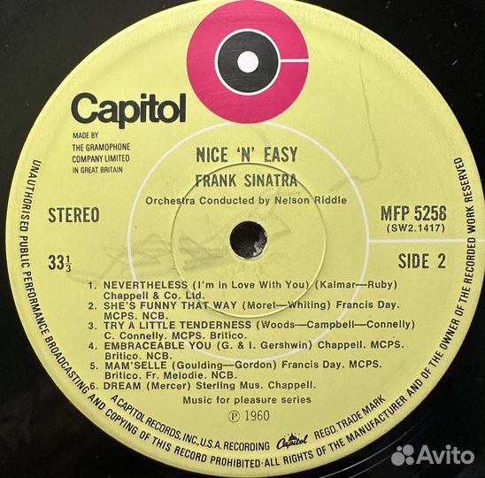Frank Sinatra – Nice 'N' Easy (Англия 1972г.)