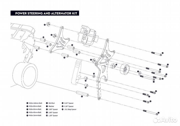 Крепление генератора и гур GM LS 4.8L, 5.3L, 6.0L