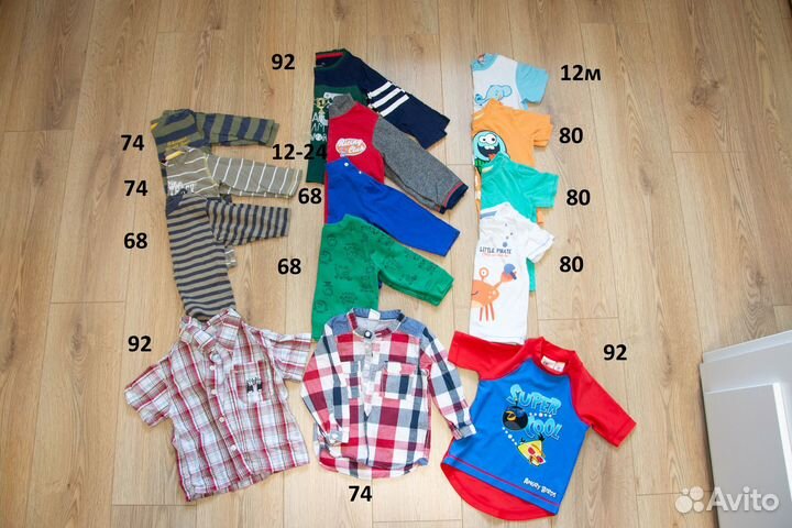 Пакет вещей 3-24 месяцев (70+ вещей, р-ры на фото)