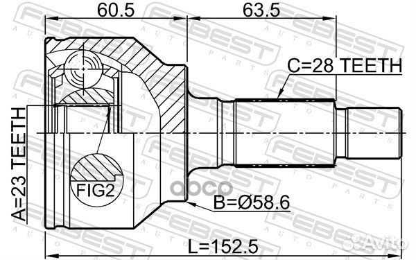 Шрус mazda 3 -11 нар. 0510blat Febest