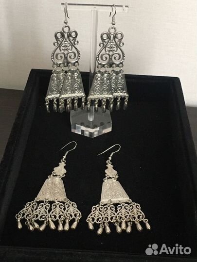 Этнические серьги.Бижутерия(металл.)