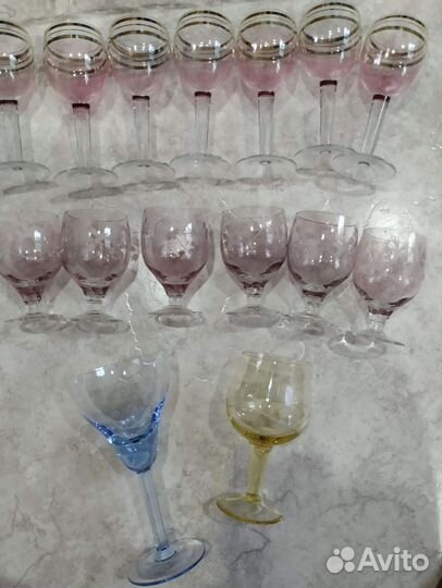 Фужер, рюмки из цветного стекла СССР