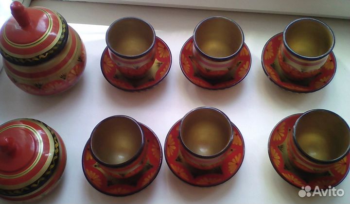 Сервиз чайный (деревянный) СССР + 2 чаши