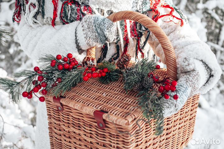 Прямоугольная корзина для пикника с крышками