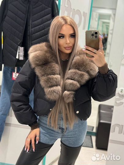 Пуховик куртка женская с натуральным мехом
