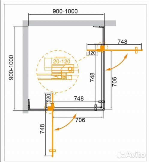 Cezares Душевой уголок slider-A-2-90/100-grigio-ne