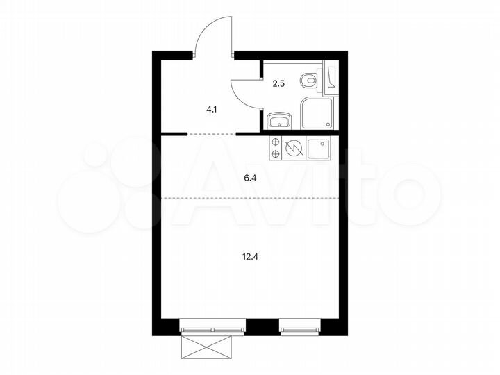 Квартира-студия, 25,4 м², 20/24 эт.