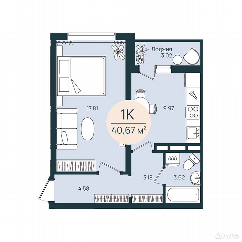 1-к. квартира, 40,7 м², 12/12 эт., Херсон