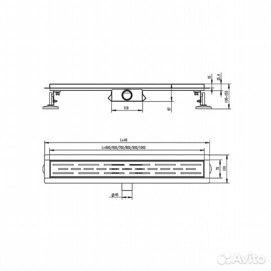 Душ. лоток двуст. решетка сатин Raglo R652.70.05