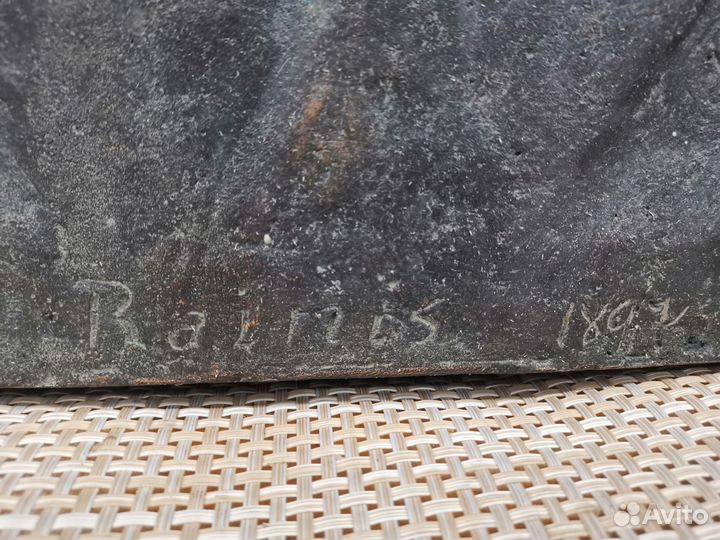 Огромный Барельеф 1927 год Ян Райнис 14кг Латунь