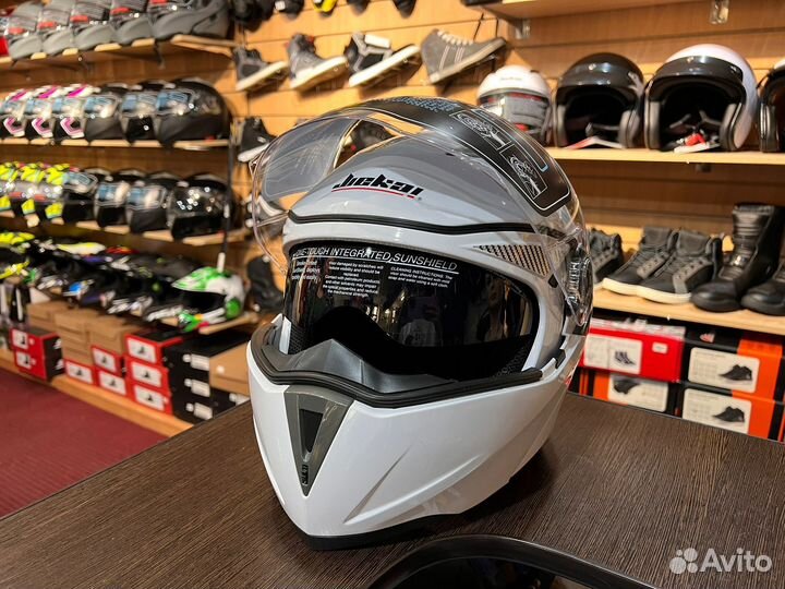 Мото шлем модуляр экипировка белый