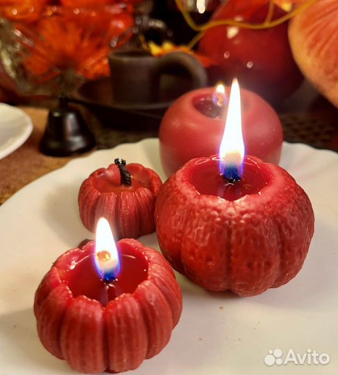Свечи восковые «Тыквы» на Хэллоуин, Самайн (3 шт.)