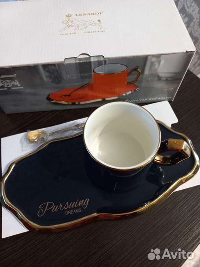 Кружка с блюдцем и ложечка Lenardi
