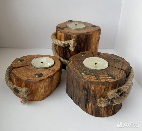 Декоративный подсвечник из дуба