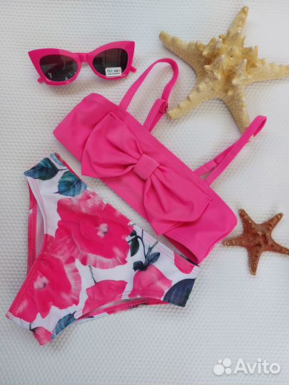 Купальник новый детский для девочки+ очки(набор)