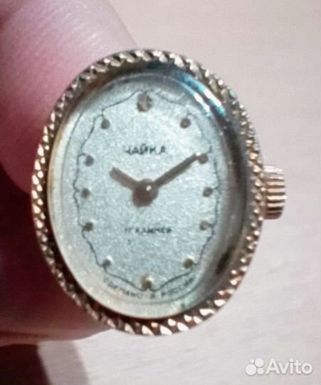 Часы-перстень Чайка 17 камней Au позолота СССР