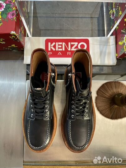 Ботинки кожаные с мухом Kenzo