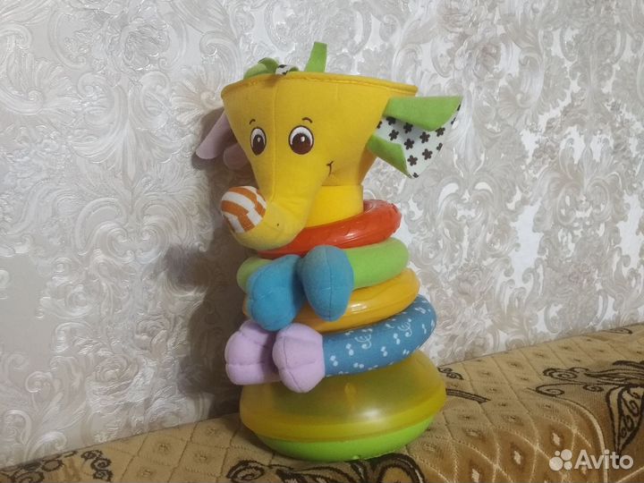 Развивающая игрушка слон- пирамидка музыкальная