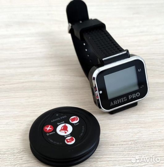 Кнопка вызова официанта Слим в ассорт и часы