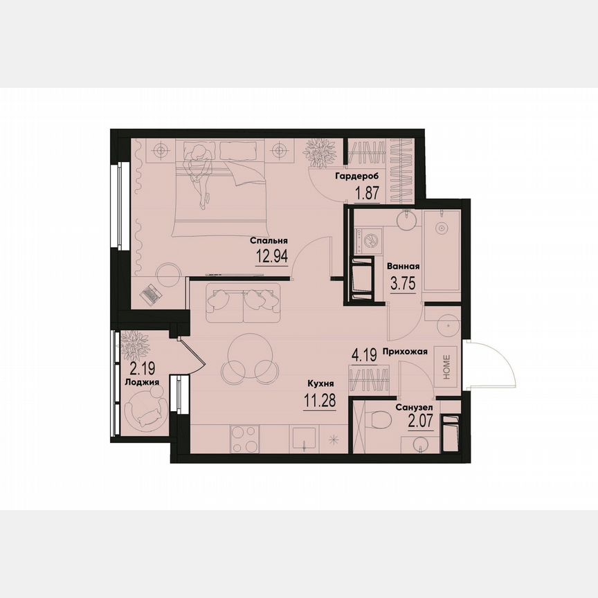 1-к. квартира, 37,2 м², 8/12 эт.
