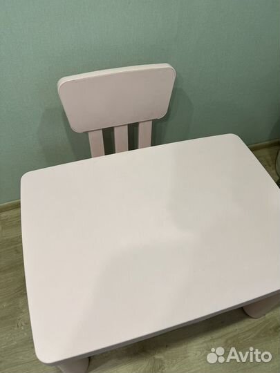 Детский стол и стул IKEA маммут розовый