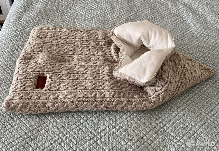 Конверт на выписку, в коляску, вязаный на молнии