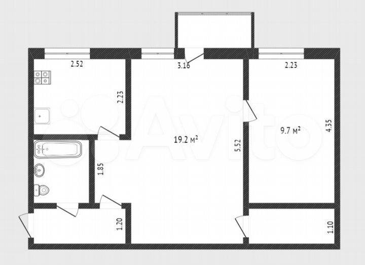2-к. квартира, 44,7 м², 5/5 эт.