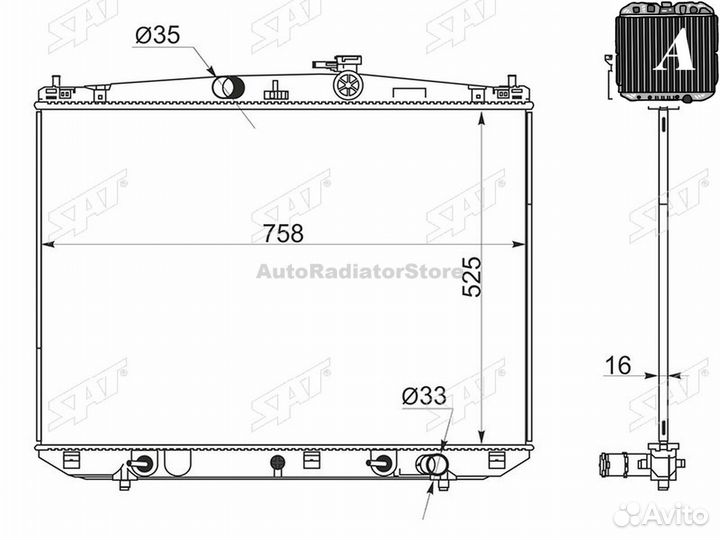 TY0003GSU55 Радиатор Lexus RX 15-19 / RX450hL 17-19 / Toyota Highlander 13-20