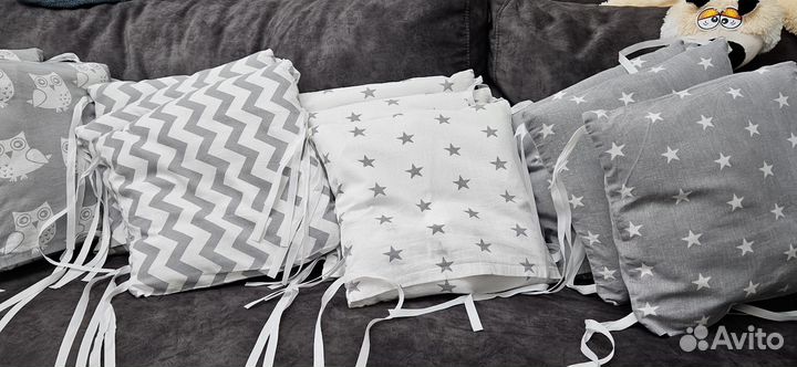 Бортики в детскую кроватку+одеяло + кокон