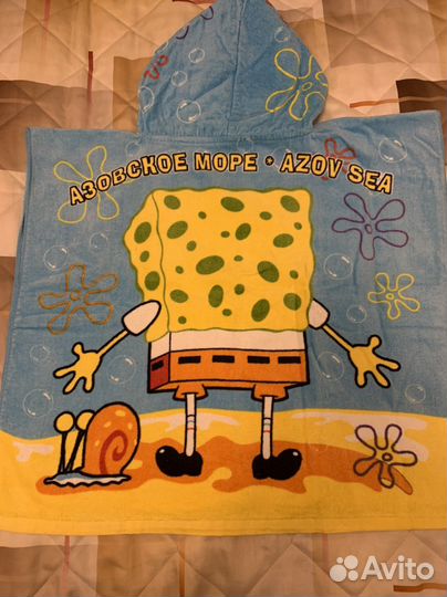 Полотенце пончо новое детское с капюшоном