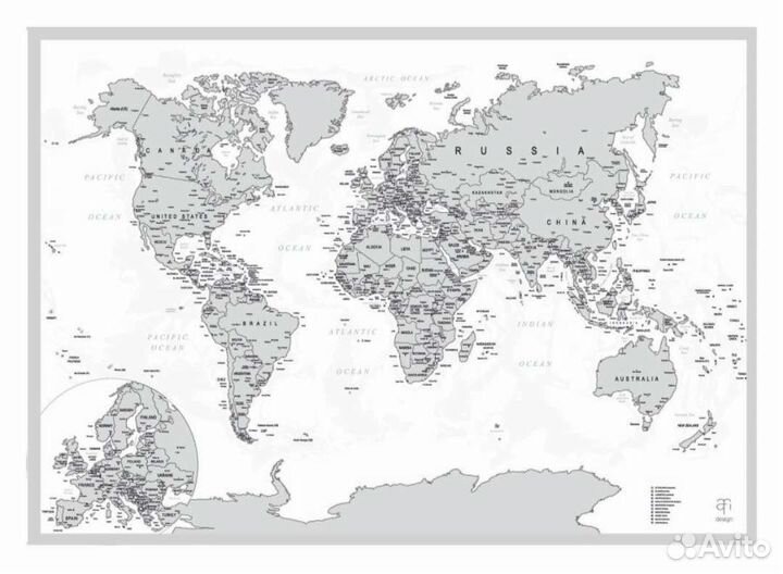 Стирающаяся скретч карта мира 84*59
