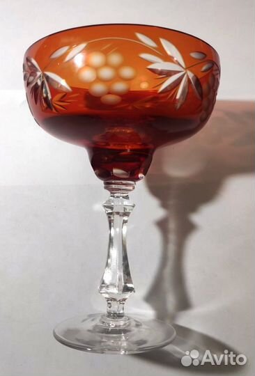 Ваза конфетница цветной хрусталь 70-е