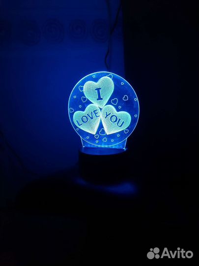 3D светильник сердечки