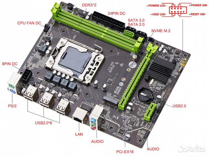 Мат. плата X79, процессор 10 ядер, 8 GB