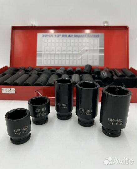 Набор ударных головок 8-32 1/2дюйм 35 пр