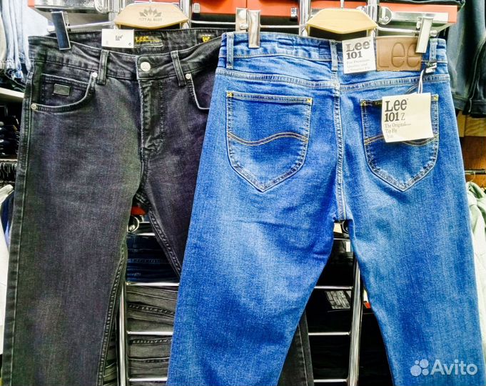 Мужские джинсы Lee 101 с зелёнцой