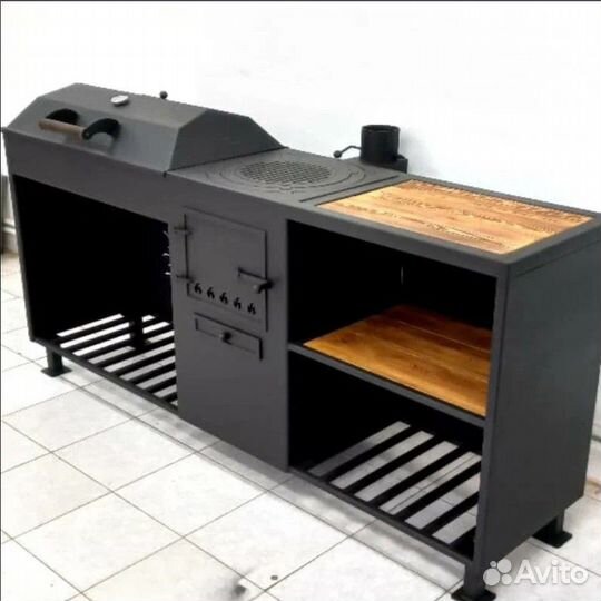 Мангал с печью и барбекю 4в1
