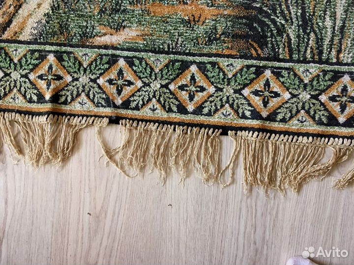 Ковер с оленями германия хлопок плюш велюр винтаж