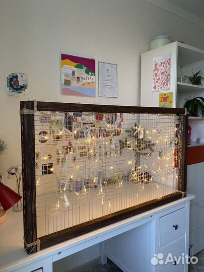 Хэндмейд доска для записок/фотографий с гирляндой