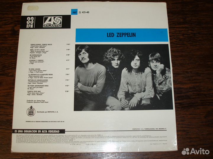 Led Zeppelin 1969. Spain EX\EX