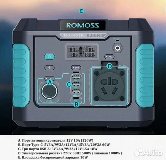 Romoss RS500 500вт 220в Портативная эл.станция