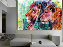 Картина маслом на холсте Лев и львица Животные