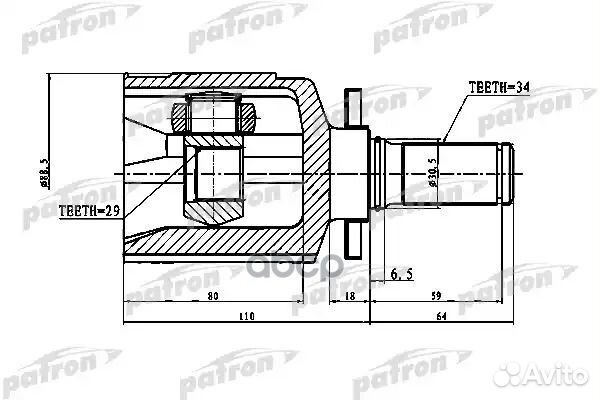 Шрус внутренний левый 34x31x29 chevrolet lacett
