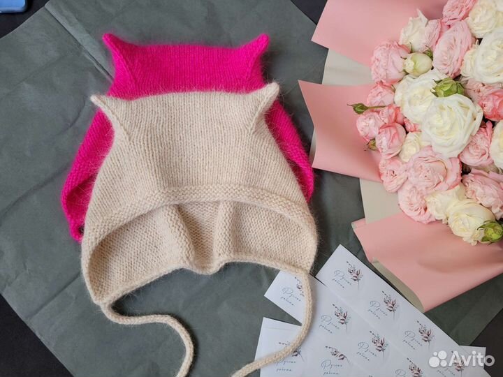 Шапка чепчик женский с ушками коточепчик