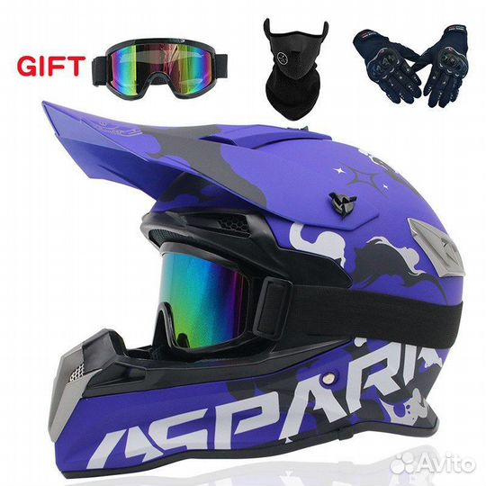 Новые шлемы для мотокросса + очки, перчатки, маска