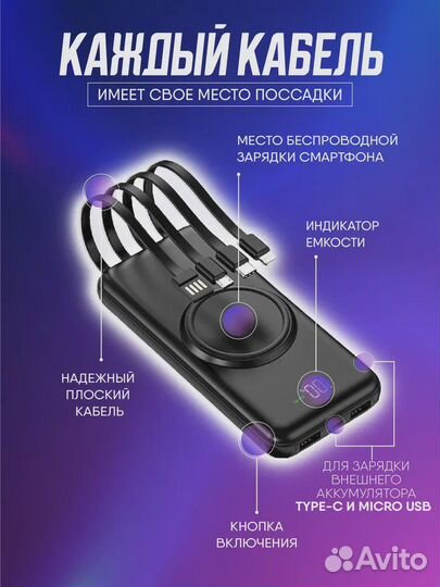 Powerbank, повербанк с беспроводной зарядкой