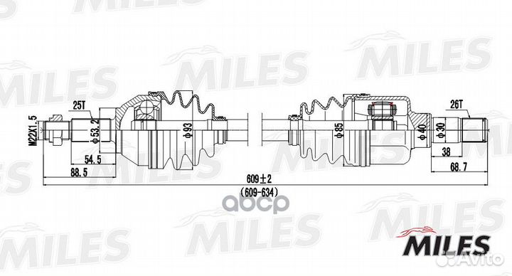 Miles Привод в сборе ford focus 1.8-2.0 98-04 лев