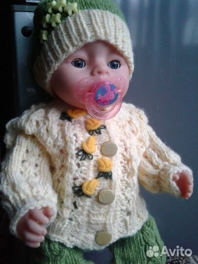 Вязаный комплект одежды для пупса Бэби Бон, 43 см