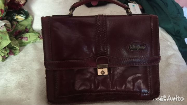 Винтажная сумка-портфель, кожа