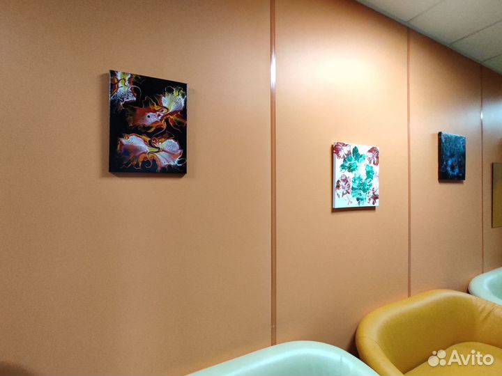 Картина жидкий акрил 40х40 абстракция